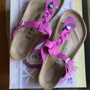 Birkenstock Sandal Braided Oiled Leather Festival Fuchsia Size 39